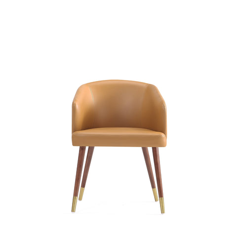 Manhattan Comfort Reeva Modern Vegan Leather Wood Dining Chair in Camel