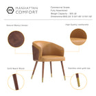 Manhattan Comfort Reeva Modern Vegan Leather Wood Dining Chair in Camel