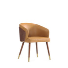 Manhattan Comfort Reeva Modern Vegan Leather Wood Dining Chair in Camel