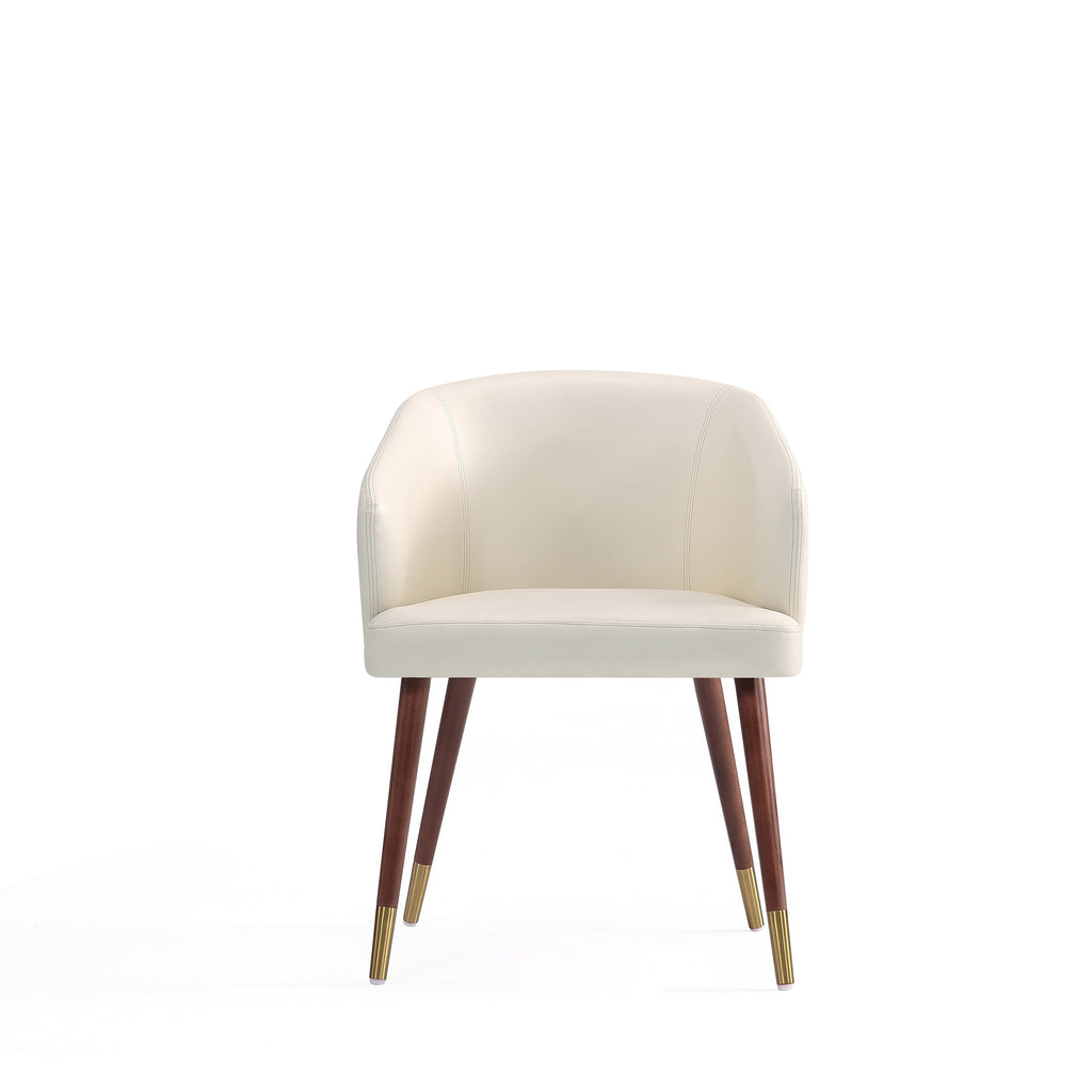 Manhattan Comfort Reeva Modern Vegan Leather Wood Dining Chair in Cream