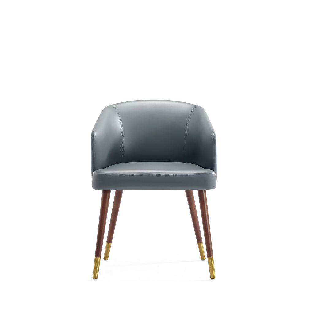 Manhattan Comfort Reeva Modern Vegan Leather Wood Dining Chair in Gray