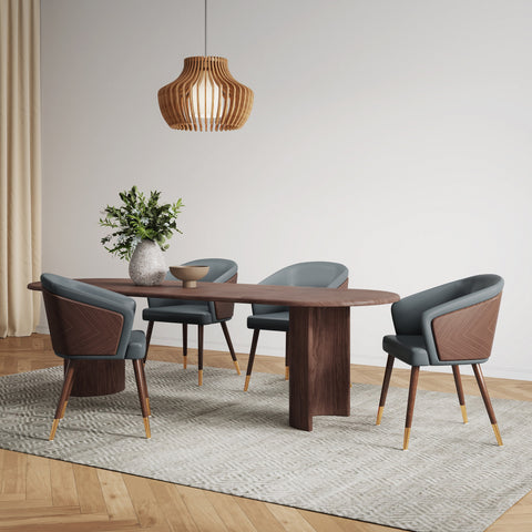 Manhattan Comfort Reeva Modern Vegan Leather Wood Dining Chair in Gray