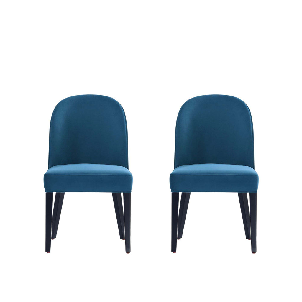Manhattan Comfort Hillman Modern Wood Upholstered Dining Chair in Blue - Set of 2