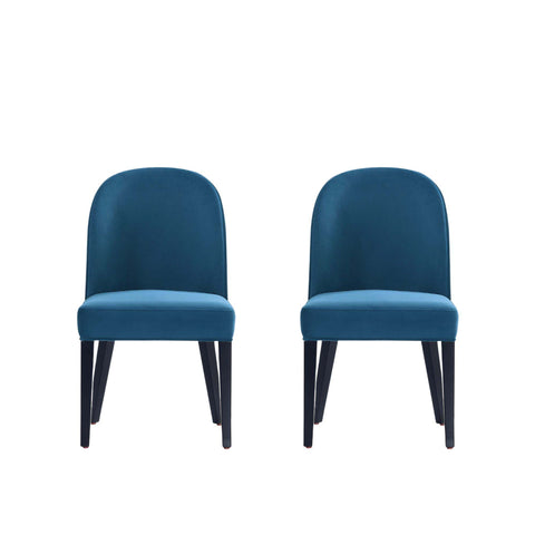 Manhattan Comfort Hillman Modern Wood Upholstered Dining Chair in Blue - Set of 2