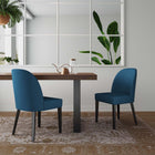 Manhattan Comfort Hillman Modern Wood Upholstered Dining Chair in Blue - Set of 2