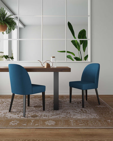 Manhattan Comfort Hillman Modern Wood Upholstered Dining Chair in Blue - Set of 2