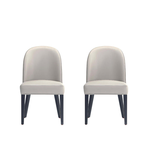 Manhattan Comfort Hillman Modern Wood Upholstered Dining Chair in Light Gray - Set of 2