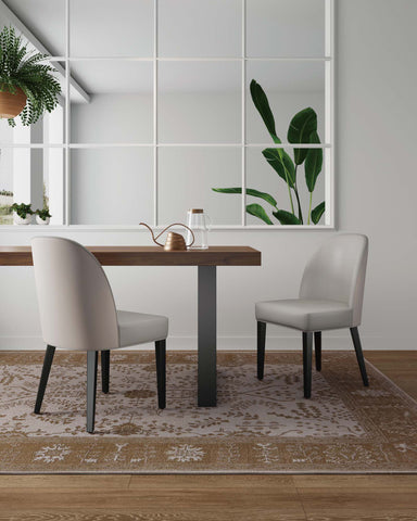 Manhattan Comfort Hillman Modern Wood Upholstered Dining Chair in Light Gray - Set of 2