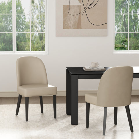 Manhattan Comfort Hillman Modern Wood Upholstered Dining Chair in Sand - Set of 2