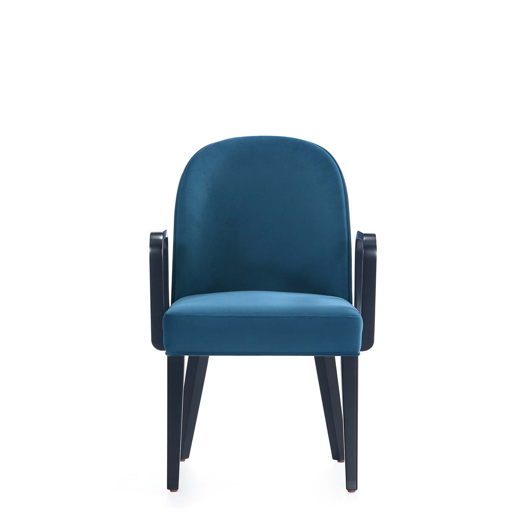 Manhattan Comfort Hillman Modern Wood Upholstered Armchair in Blue