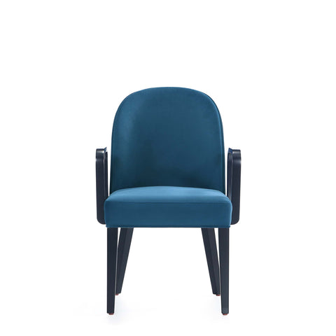 Manhattan Comfort Hillman Modern Wood Upholstered Armchair in Blue