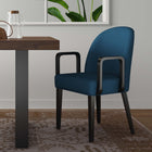 Manhattan Comfort Hillman Modern Wood Upholstered Armchair in Blue
