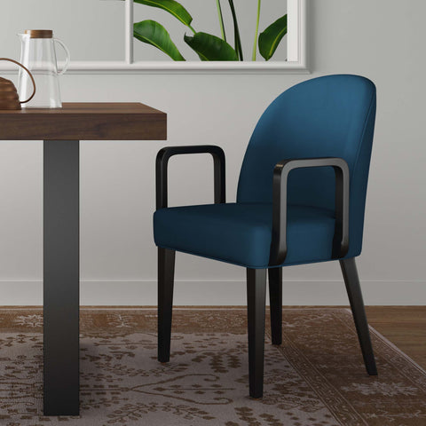 Manhattan Comfort Hillman Modern Wood Upholstered Armchair in Blue