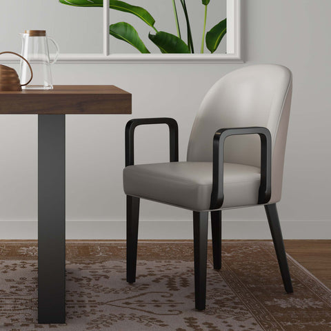 Manhattan Comfort Hillman Modern Wood Upholstered Armchair in Light Gray