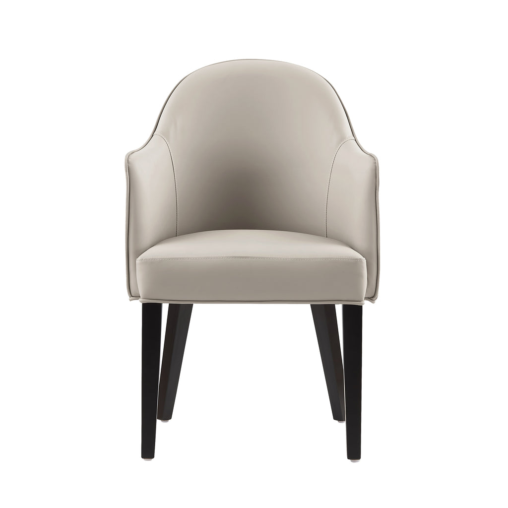 Manhattan Comfort Hillman Modern Vegan Leather and Velvet Wood Armchair in Light Gray