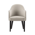 Manhattan Comfort Hillman Modern Vegan Leather and Velvet Wood Armchair in Light Gray