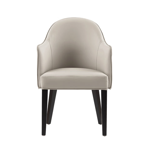 Manhattan Comfort Hillman Modern Vegan Leather and Velvet Wood Armchair in Light Gray