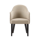 Manhattan Comfort Hillman Modern Vegan Leather and Velvet Wood Armchair in Sand