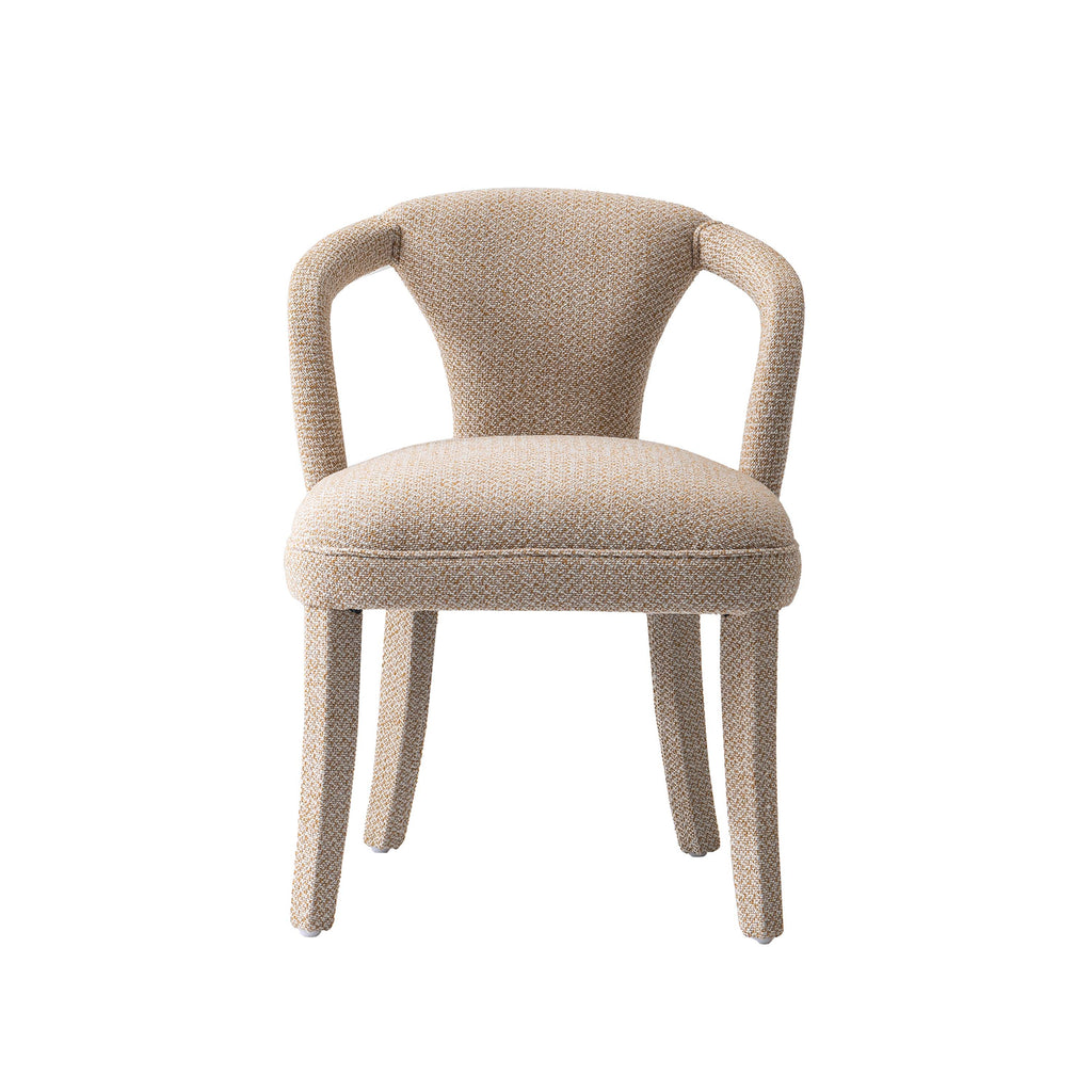 Manhattan Comfort Palmer Mid-Century Modern Tweed Upholstered Armchair in Gold Dust