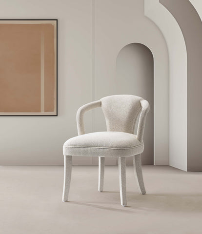 Manhattan Comfort Palmer Mid-Century Modern Tweed Upholstered Armchair in Ivory