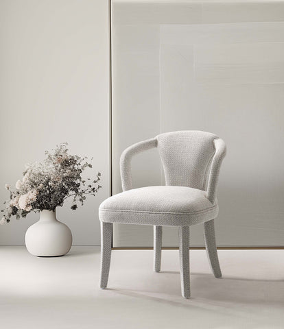 Manhattan Comfort Palmer Mid-Century Modern Tweed Upholstered Armchair in Silver Lining