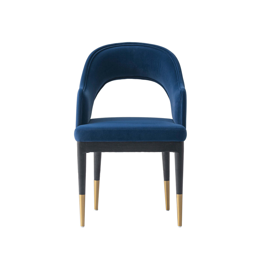 Manhattan Comfort Carrington Modern Glam Velvet Upholstered Armchair in Midnight Blue