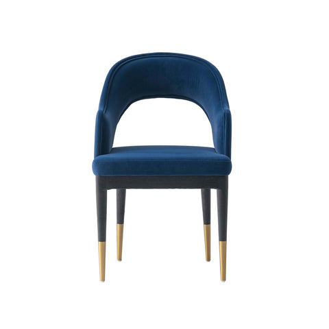 Manhattan Comfort Carrington Modern Glam Velvet Upholstered Armchair in Midnight Blue