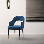 Manhattan Comfort Carrington Modern Glam Velvet Upholstered Armchair in Midnight Blue