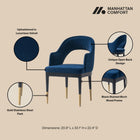 Manhattan Comfort Carrington Modern Glam Velvet Upholstered Armchair in Midnight Blue