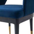 Manhattan Comfort Carrington Modern Glam Velvet Upholstered Armchair in Midnight Blue