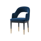 Manhattan Comfort Carrington Modern Glam Velvet Upholstered Armchair in Midnight Blue