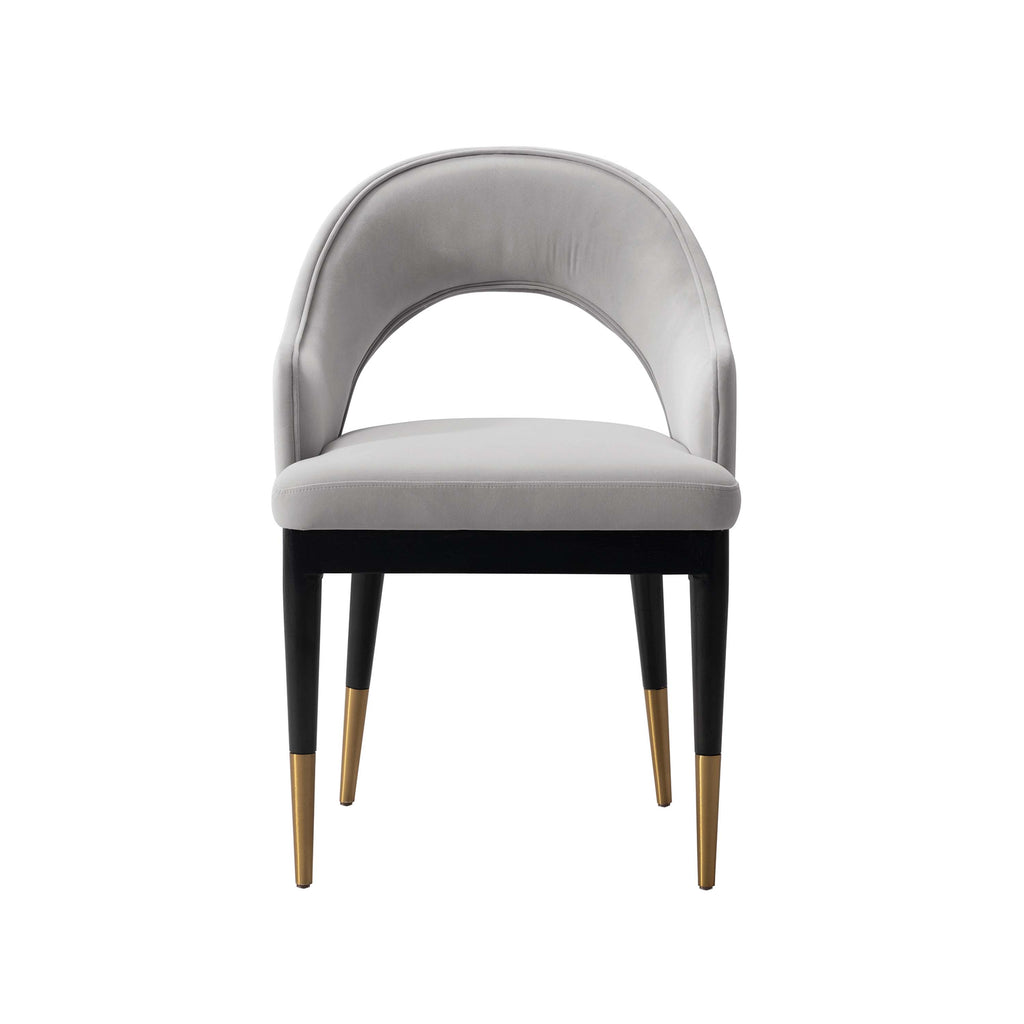 Manhattan Comfort Carrington Modern Glam Velvet Upholstered Armchair in Light Gray