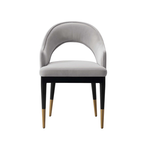 Manhattan Comfort Carrington Modern Glam Velvet Upholstered Armchair in Light Gray