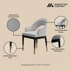 Manhattan Comfort Carrington Modern Glam Velvet Upholstered Armchair in Light Gray