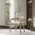 Manhattan Comfort Aspen Mid-Century Modern Tweed Upholstered Armchair in Gold Dust