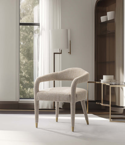 Manhattan Comfort Aspen Mid-Century Modern Tweed Upholstered Armchair in Gold Dust
