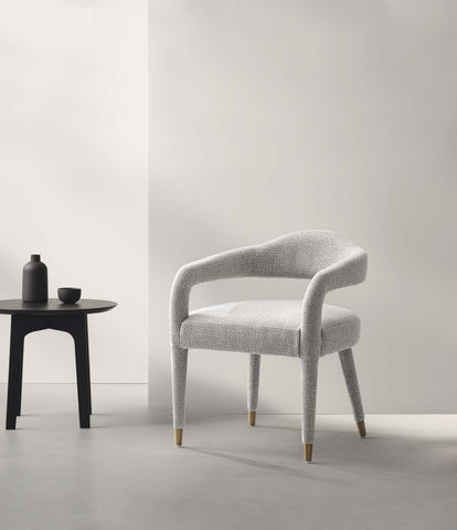 Manhattan Comfort Aspen Mid-Century Modern Tweed Upholstered Armchair in Silver Lining