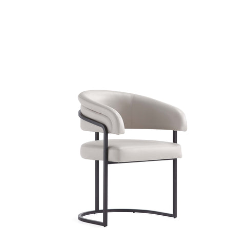 Manhattan Comfort Augusta Modern Vegan Leather Metal Dining Chair in Light Gray