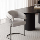 Manhattan Comfort Augusta Modern Vegan Leather Metal Dining Chair in Light Gray