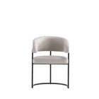 Manhattan Comfort Augusta Modern Vegan Leather Metal Dining Chair in Light Gray
