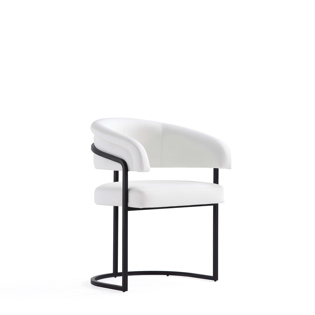 Manhattan Comfort Augusta Modern Vegan Leather Metal Dining Chair in White