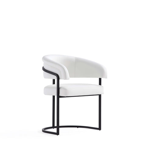 Manhattan Comfort Augusta Modern Vegan Leather Metal Dining Chair in White