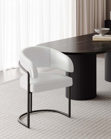 Manhattan Comfort Augusta Modern Vegan Leather Metal Dining Chair in White
