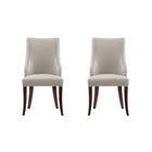 Manhattan Comfort Connie Modern Vegan Leather and Velvet Wood Dining Chair in Light Gray - Set of 2