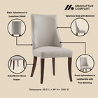 Manhattan Comfort Connie Modern Vegan Leather and Velvet Wood Dining Chair in Light Gray - Set of 2