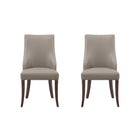 Manhattan Comfort Connie Modern Vegan Leather and Velvet Wood Dining Chair in Taupe - Set of 2