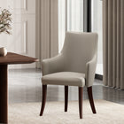Manhattan Comfort Connie Modern Vegan Leather and Velvet Wood Armchair in Light Gray
