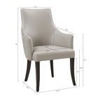 Manhattan Comfort Connie Modern Vegan Leather and Velvet Wood Armchair in Light Gray