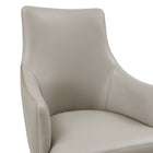 Manhattan Comfort Connie Modern Vegan Leather and Velvet Wood Armchair in Light Gray