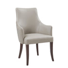 Manhattan Comfort Connie Modern Vegan Leather and Velvet Wood Armchair in Light Gray